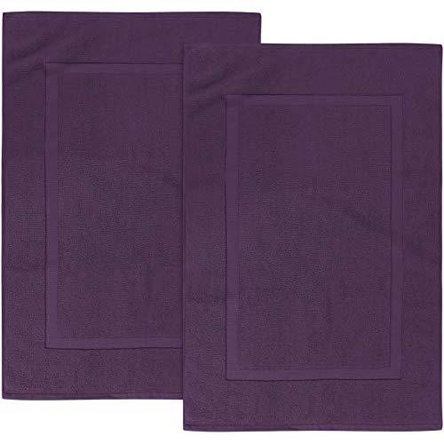 Utopia Towels Cotton Banded Bath Mats, Plum, [Not a Bathroom Rug], 21 x 34 Inches, 100% Ring Spun Cotton - Highly Absorbent and Machine Washable Shower Bathroom Floor Towel (Pack of 2)