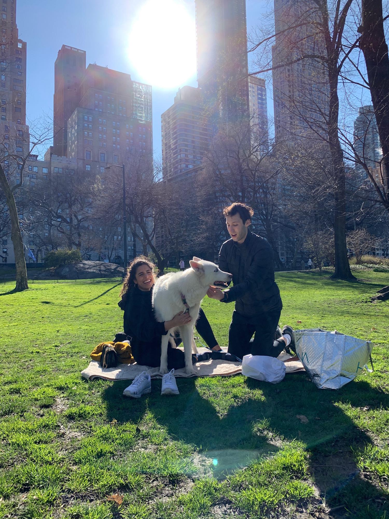 Central Park, March 2020. Our first picture together captured by Monica's sister, Ashley.