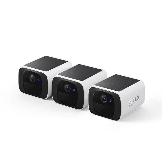 eufy Security S220 SoloCam 3-Cam Pack, Home Security System, Solar Security Camera Wireless Outdoor Camera, Always-On Power, 2K Resolution, 2.4 GHz Wi-Fi, No Monthly Fee