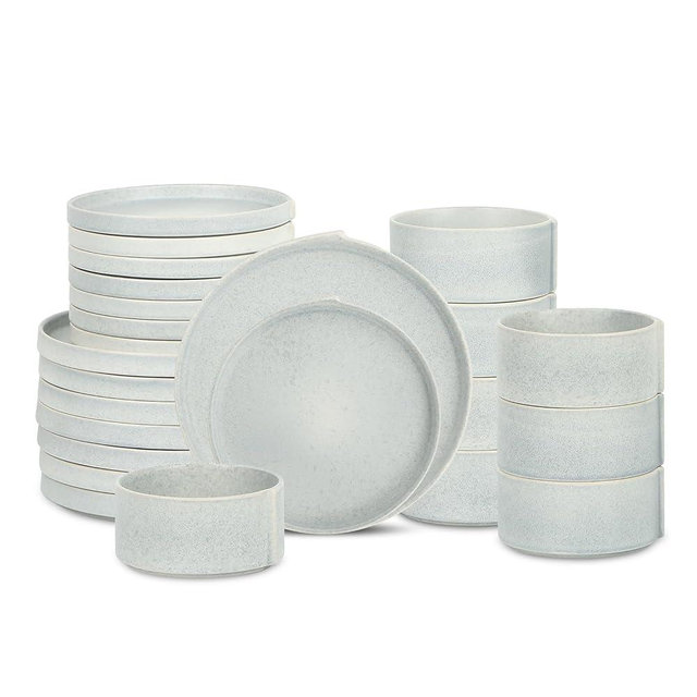 Stone Lain Bao 24-Piece Dinnerware Set Stoneware, Blue-Grey