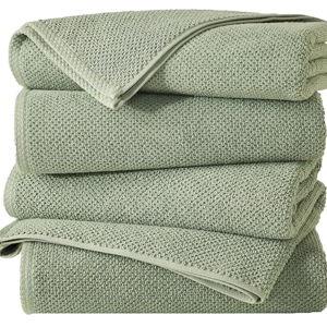 Great Bay Home 100% Cotton 4 Pack 54x27 Bath Towel Set - Absorbent, Quick-Drying, Durable Towels for Bathroom Decor - Low-Twist, Two-Ply Fibers (Eucalyptus)