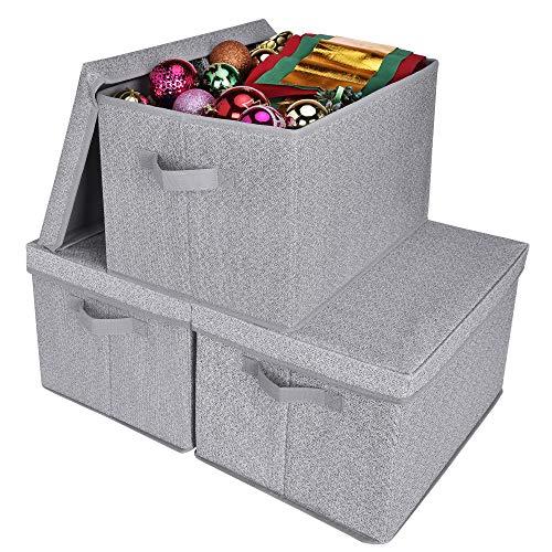 GRANNY SAYS Storage Bins with Lids and Handles, Rectangle Storage Basket, Gray, Jumbo, 3-Pack
