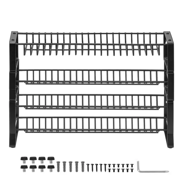 VEVOR Detachable Spice Rack Organizer for Cabinet, 4 Tie Stackable Seasoning Organizer, Spice Jars Kitchen Storage, Black