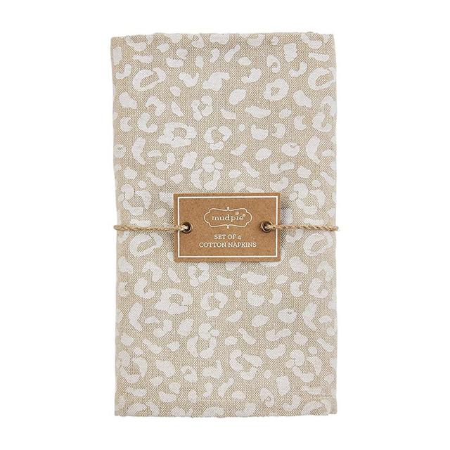 Mud Pie Animal Print Cloth Napkin Set, Cheetah, 18" x 18"