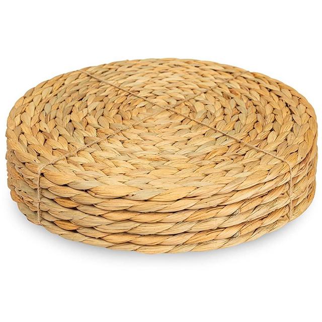 CENBOSS Beautiful Woven Placemats Round Placemats for Dining Table (Natural, 13.5" Set of 6)