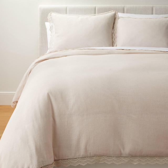 King Lace Border Cotton Slub Duvet & Sham Set Light Beige - Threshold™ designed with Studio McGee