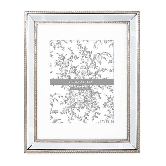 Laura Ashley 11x14 (Matted 8x10) Champagne Mirror Bead Picture Frame, Classic Mirrored Frame with Beaded Border, Wall-Mountable, Made for Photo Gallery and Wall Art, (11x14 (Matted 8x10), Champagne)