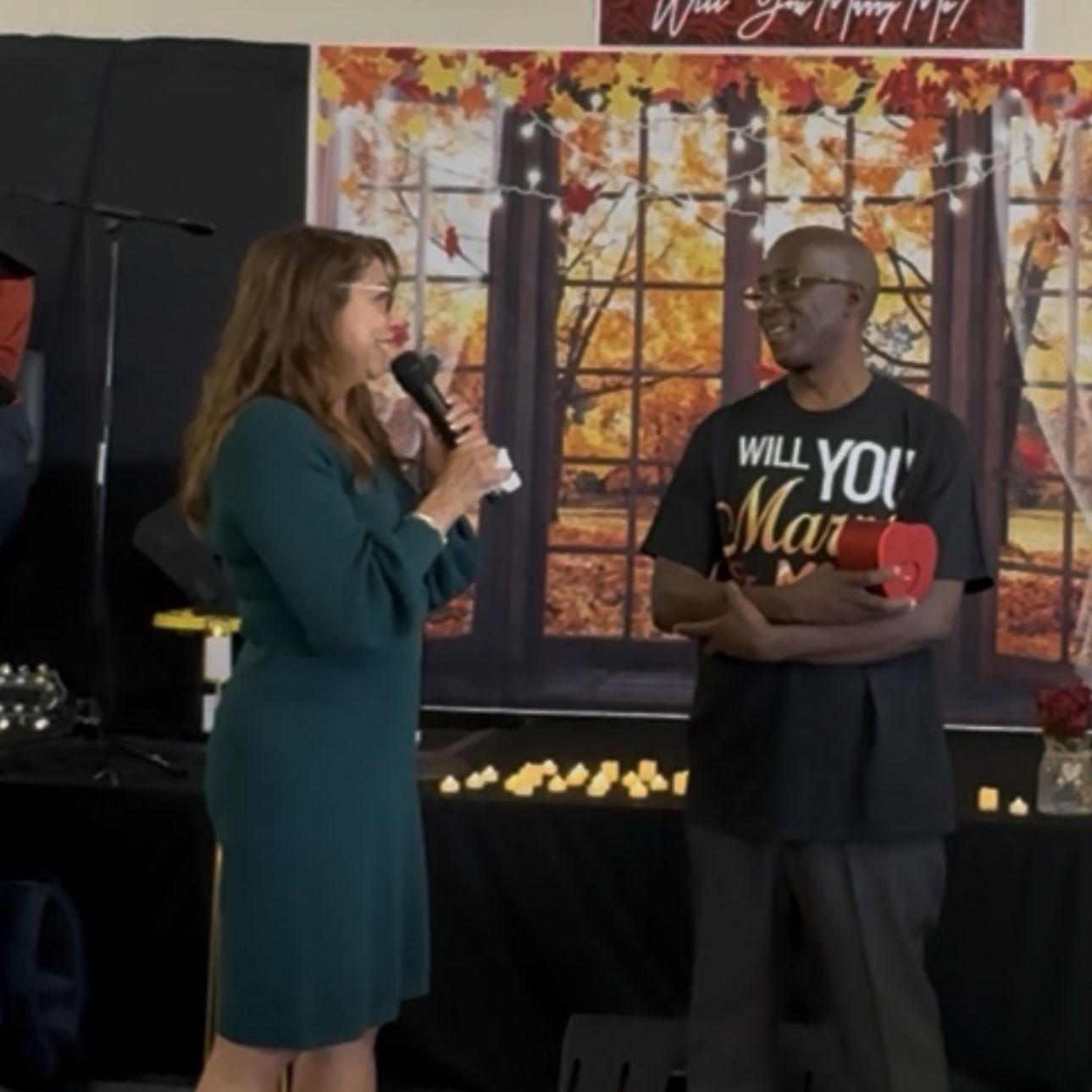 Damaris trying to speak after the proposal, but speechless 😁