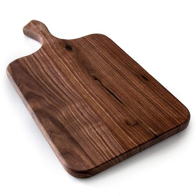 Brazos Home Large Organic Wood Cutting Board Used for Serving, Chopping Fruit, Vegetables or Meat and as a Charcuterie Platter, Seasoned Dark Walnut, 16.5 x 8.5 x .75
