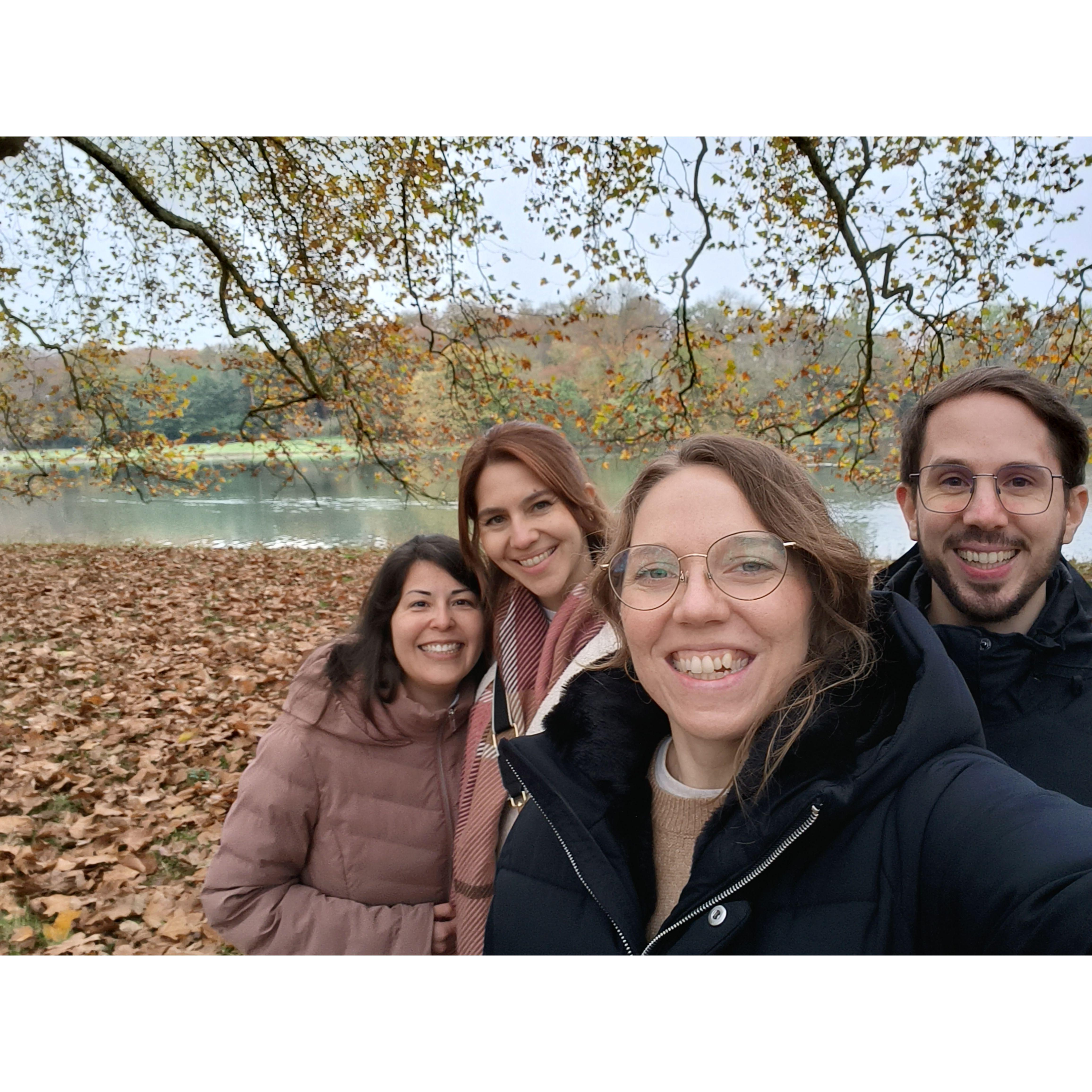 A fall walk with Kayla (Far left, Ember's Roommate) and Alex (Sebastian's Sister)