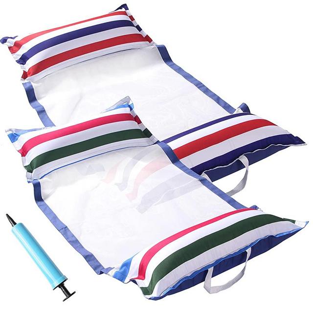 FindUWill Fabric Pool Hammock Floats, XL, 2Pack Inflatable Water Hammocks Floaties 4-in-1 (Saddle, Lounge Chair, Hammock, Drifter), Pool Float Lounger for Adults…