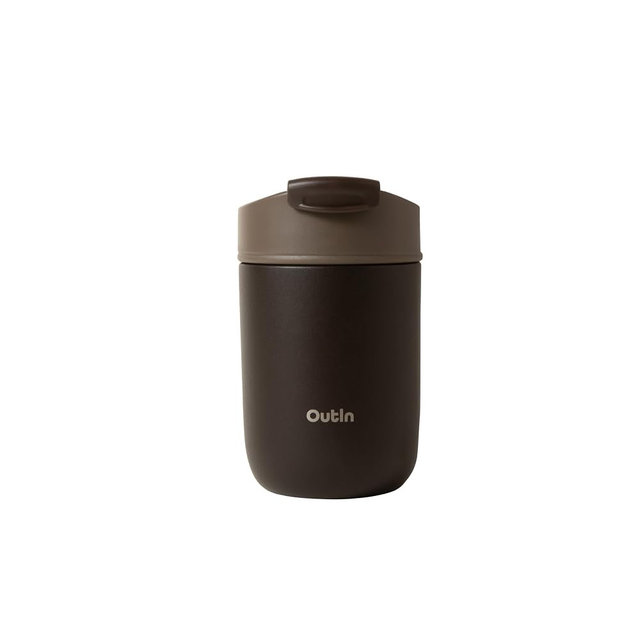 OutIn Travel Tumbler, Outdoor Insulated Coffee Tumbler with Leak-Proof Flip Lid, 12 oz Stainless Steel Mug for Hot & Cold Drinks Terra Brown