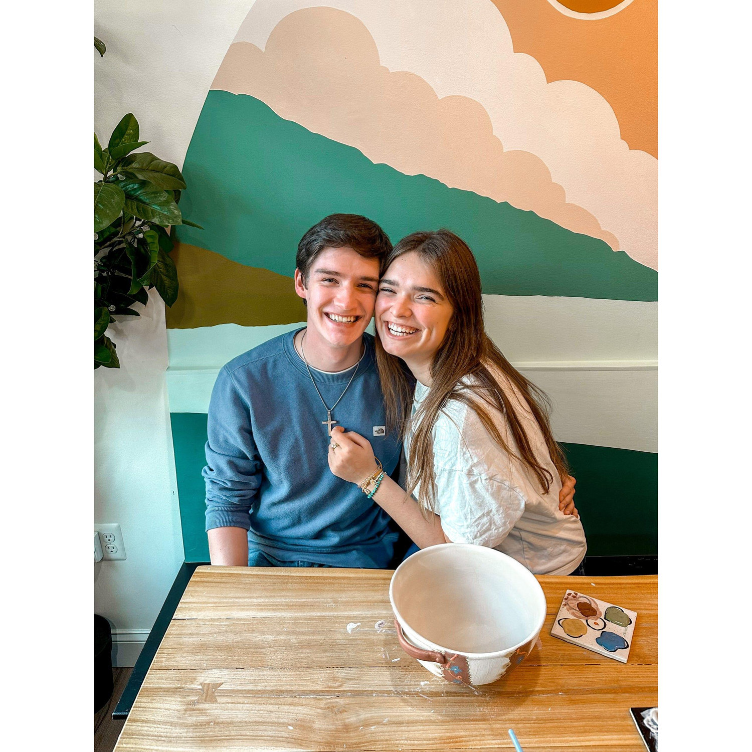 Painting pottery!