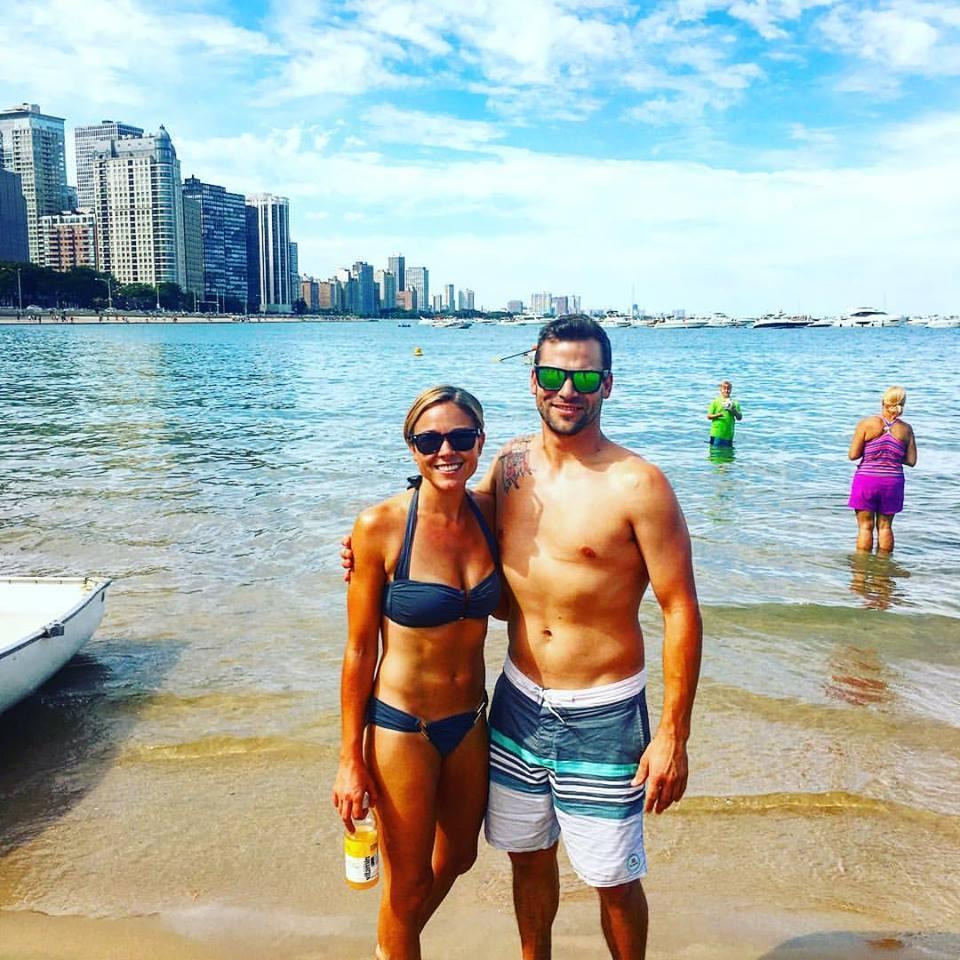 Hanging out at our fav beach spot in Chicago, Ohio Street Beach