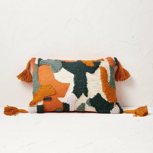 Textured Tufted Square Throw Pillow Rust - Opalhouse designed with Jungalow