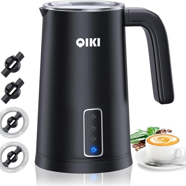 GUGTTR Milk Frother, 4-in-1 Multifunction Electric Milk Steamer, Automatic Hot & Cold Foam Maker and Milk Warmer for Latte with 4 Whisks, Perfect Froth Foam for Coffee, More, and Espresso, Black