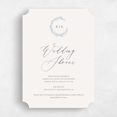 Beige Ticket Wedding Wedding Shower Invitation - Goundry Wreath