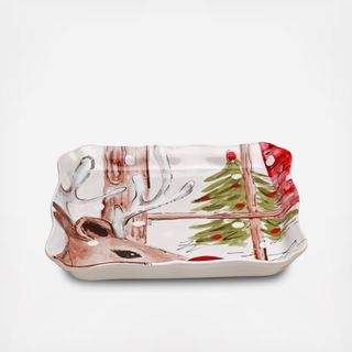 Deer Friends Holiday Square Tray, Set of 2