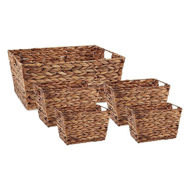 DII Hyacinth Collection Storage Baskets, Large Set, Assorted Sizes, Dark Brown, 5 Piece