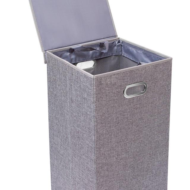 BirdRock Home Single Laundry Hamper with Lid and Removable Liner - Linen - Easily Transport Laundry - Foldable Hamper - Cut Out Handles
