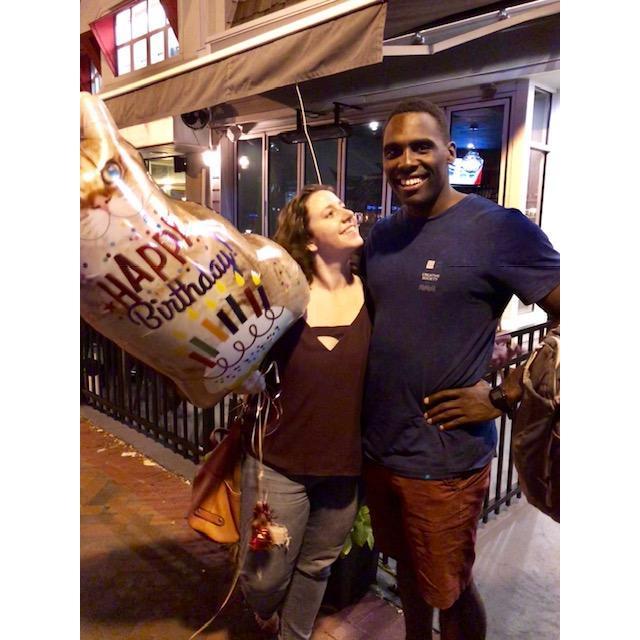 Alonza surprising Ashley for her birthday in Bethesda