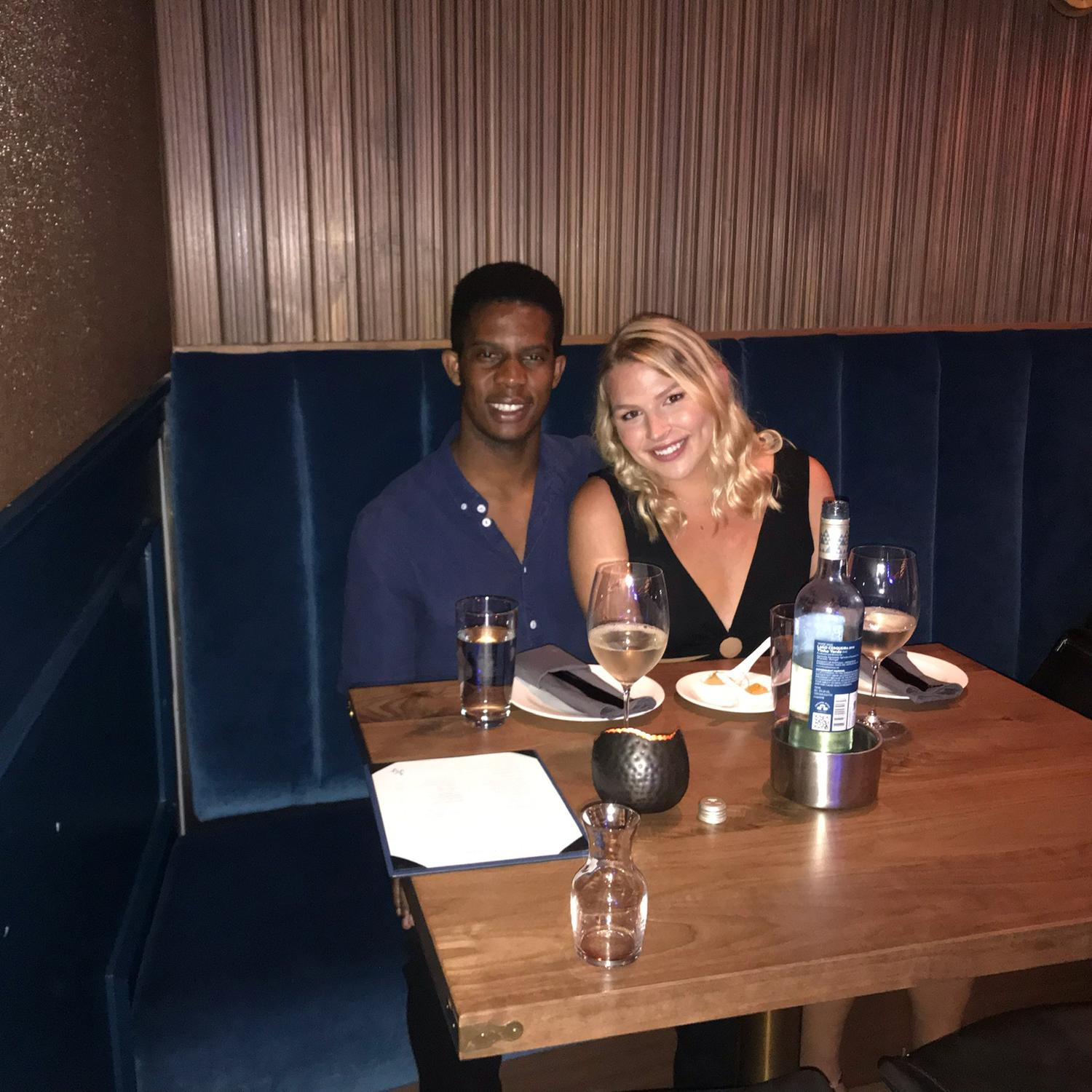 Parker and Hannah’s first photo together! Our 3rd date at a jazz concert at the Blue Llama in Ann Arbor, MI July 2019