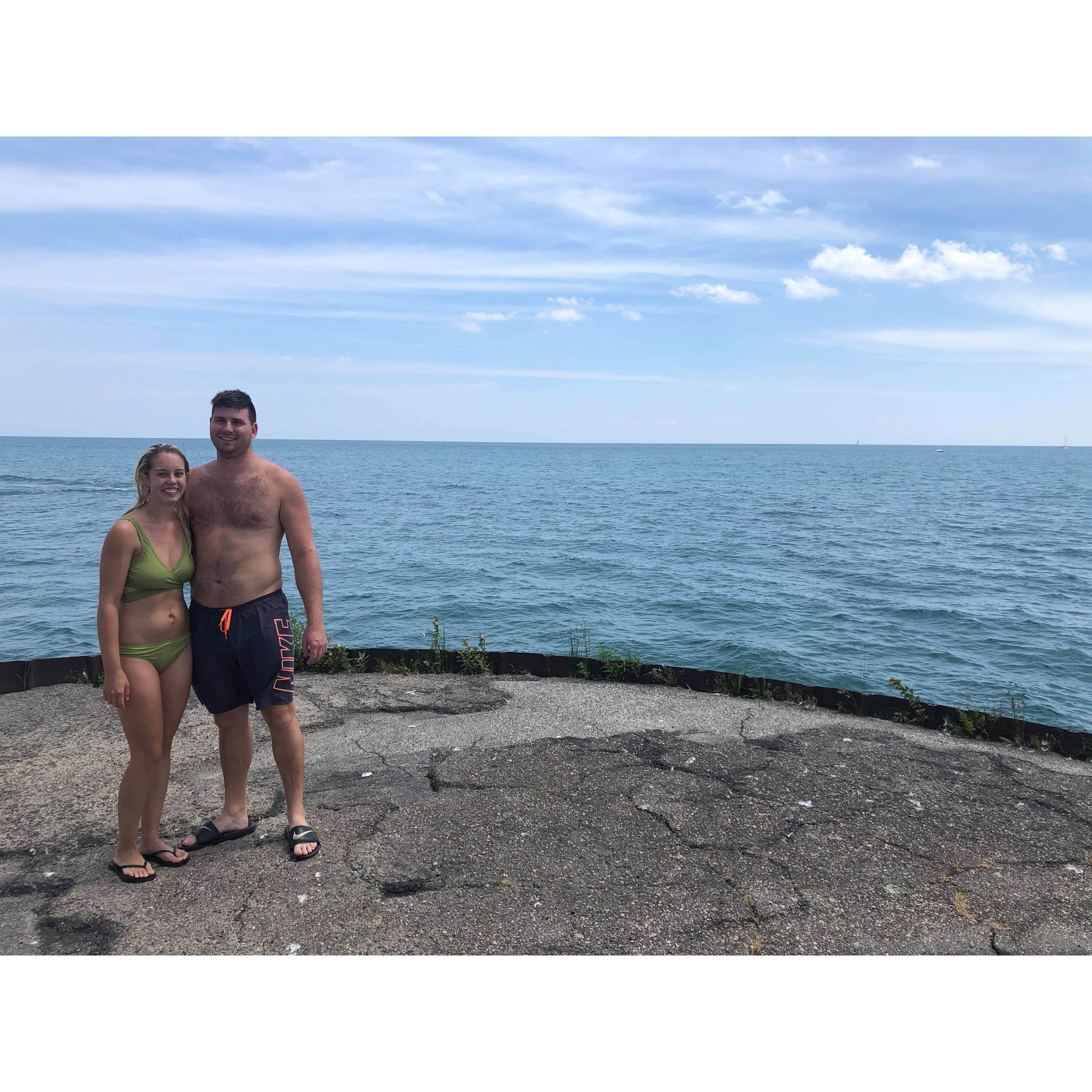Last time jumping off the pier near Michael's family cottage.