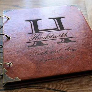 Personalized Monogram Leather Photo Album /Custom Wedding Guest Book/wedding Scrapbook