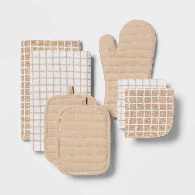 7pc Cotton Kitchen Textile Set Tan - Room Essentials™