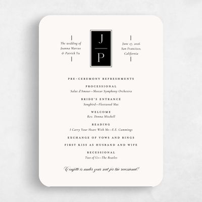 Beige Rounded Wedding Program - Knowlton