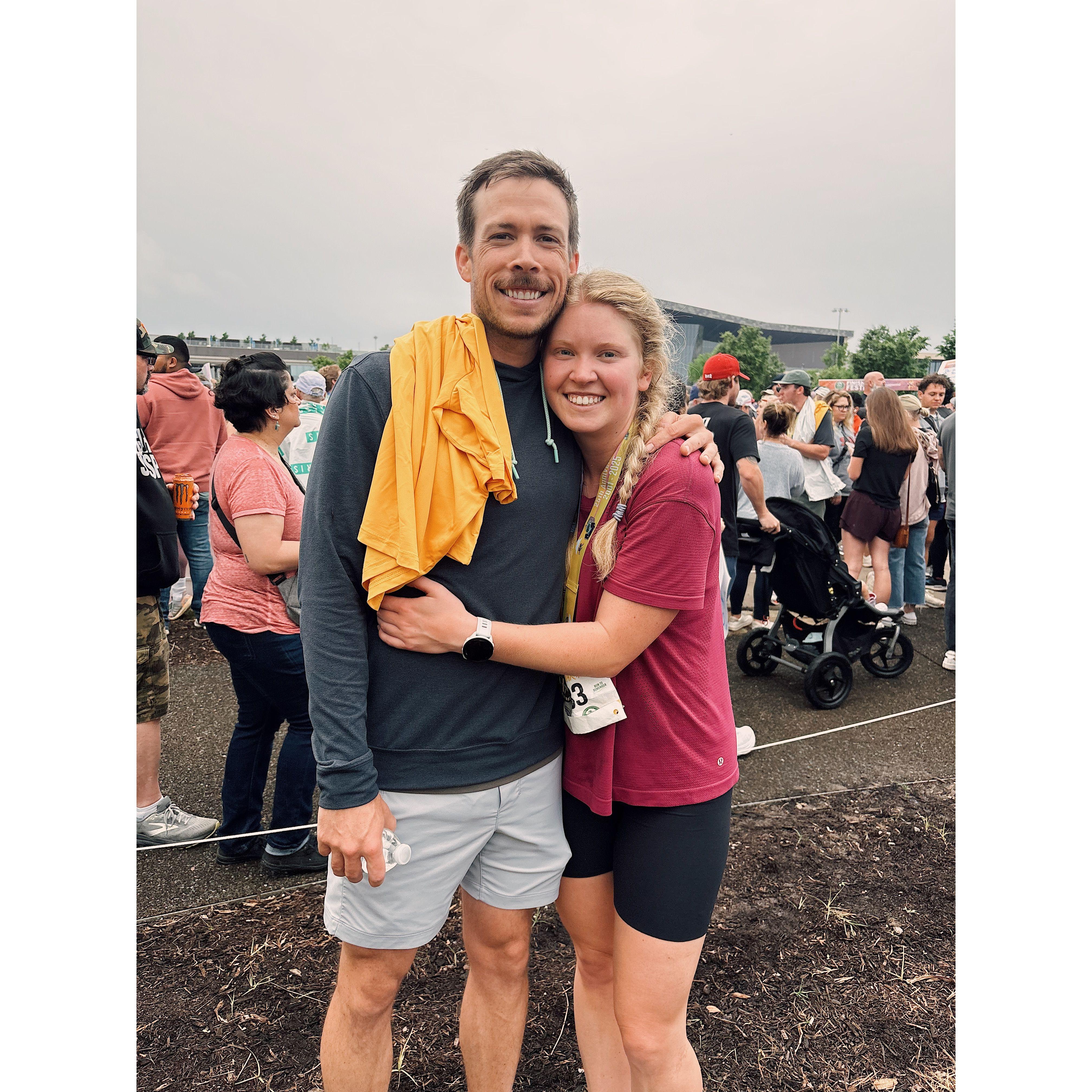 Ash ran a half marathon & Zach was her encourager!