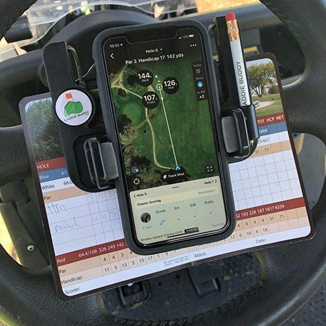 Caddie Buddy Golf Cart Steering Wheel Phone Mount/Scorecard Pro