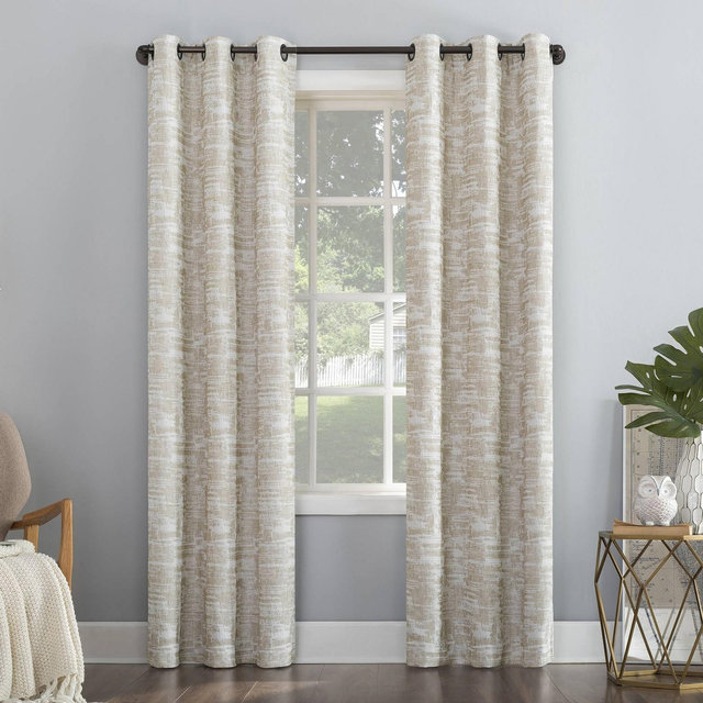 84"x40" Parrish Distressed Grid Thermal Extreme 100% Blackout Grommet Curtain Panel Beige - Sun Zero