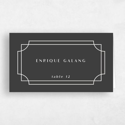 Dark Charcoal, Grey Wedding Place Card - Cato