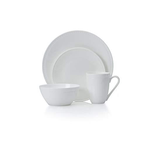 Mikasa 5224192 Loria 16-Piece Bone China Dinnerware Set - Dishwasher & Microwave Safe, Service for 4, White