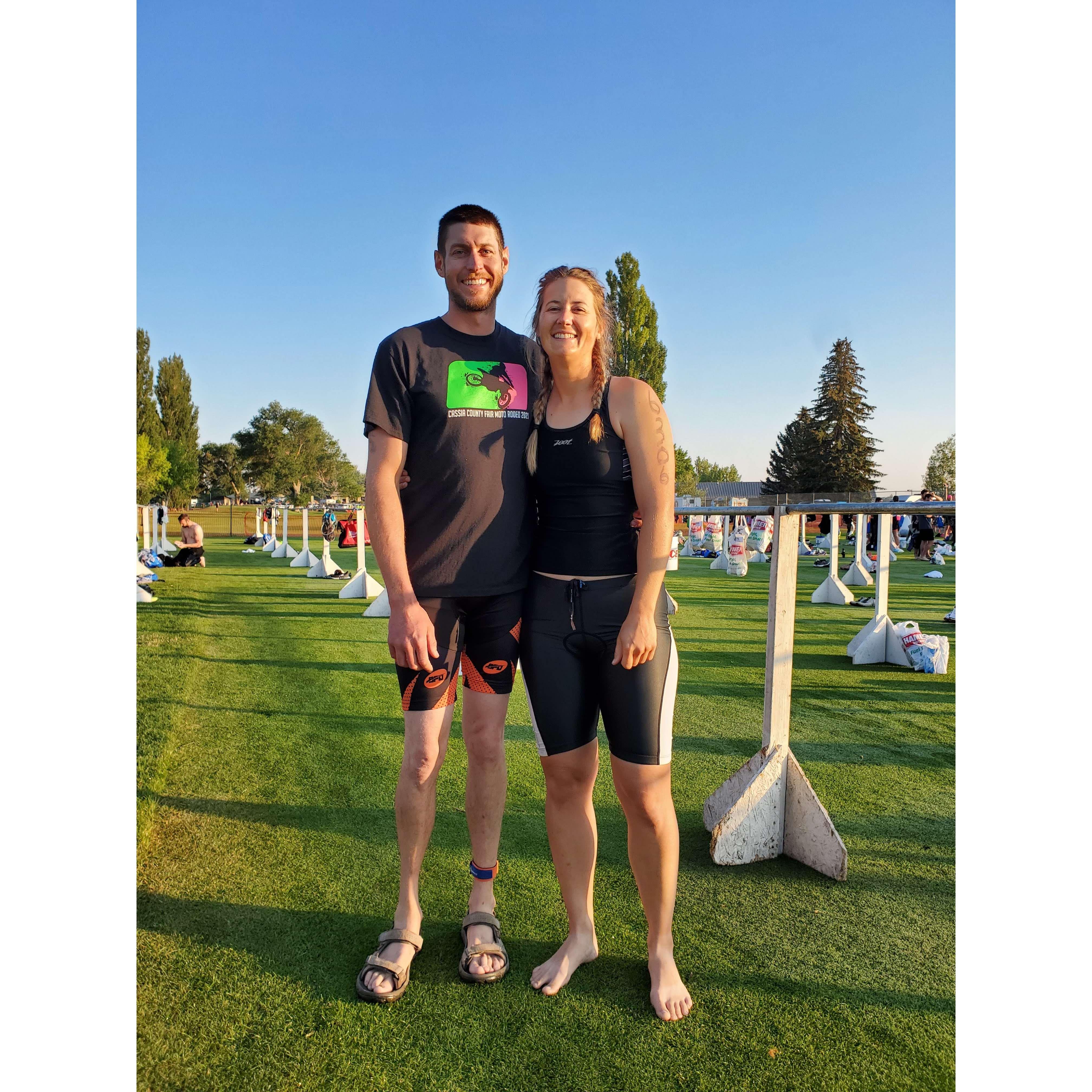 Right before the Spudman Triathlon. I didn't think he'd enjoy it, but he did!