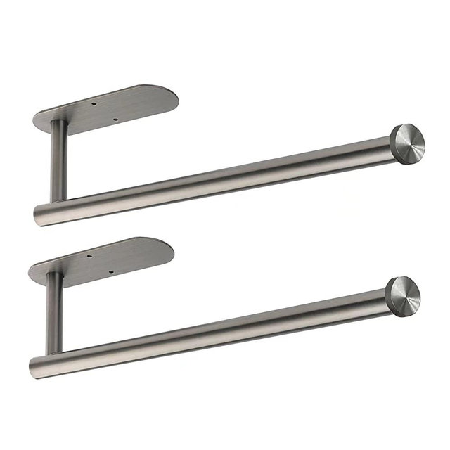 Paper Towel Holders,Paper Towels Rolls - for Kitchen,Paper Towels Bulk- Self-Adhesive Under Cabinet,Both Available in Adhesive and Screws,Stainless Steel Paper Towel Holder(Grey 2PC)