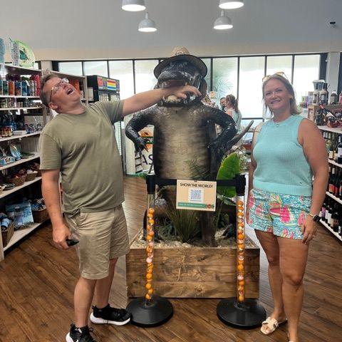 Brian "got bit by a gator" while visiting Amanda’s parents in Fort Myers, Florida in Aug 2025.