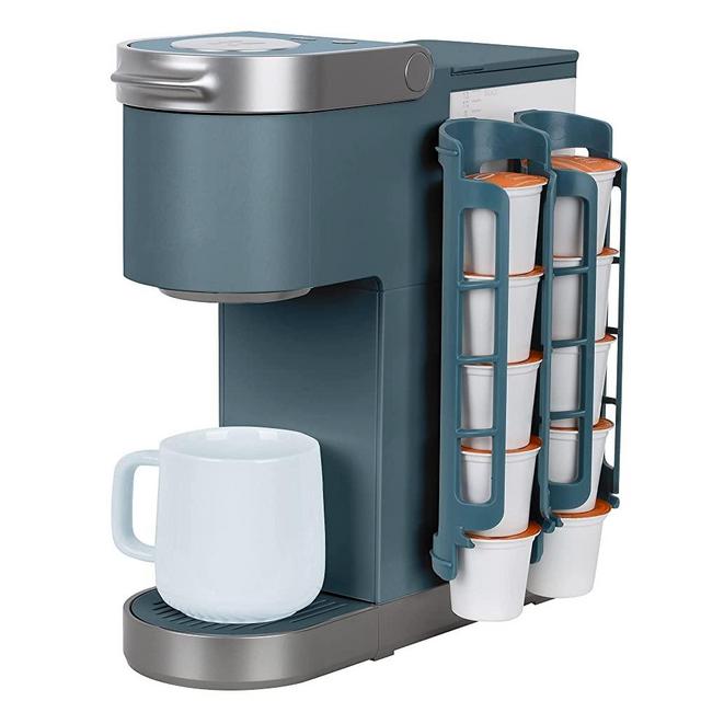 STORAGENIE K Cup Holder for Keurig K-cup,Coffee pod Storage, Side Mount | Wall Mount, Perfect for Small Counters (2 Pack| For 10 K-Cups, Teal)