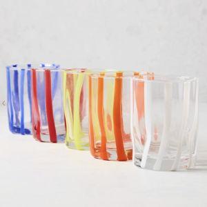 Orange Stripe Double Old Fashioned Glass - Hudson Grace