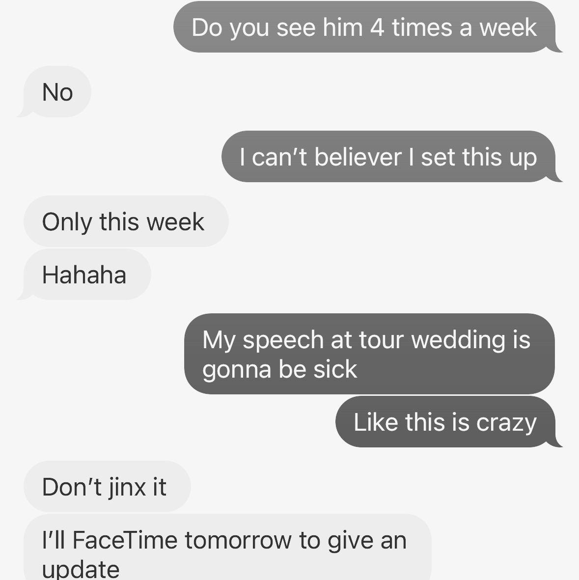 Texts between Maddy & Jordan