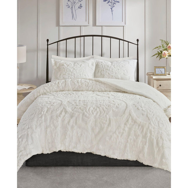 Madison Park Viola Damask Cotton Chenille 3-Pc. Comforter Set, King/California King