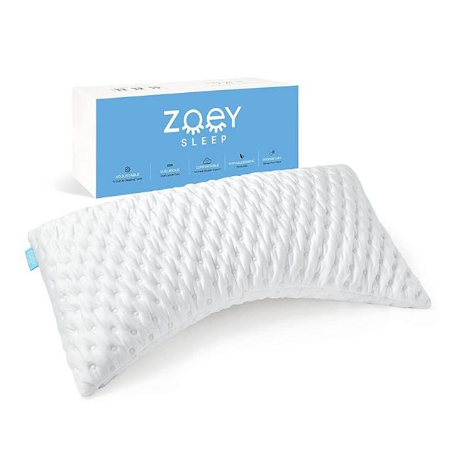 Zoey Sleep Side Sleeper Pillow for Neck and Shoulder Pain Relief - Adjustable Memory Foam Bed Pillows for Sleeping - Soft Plush Machine Washable Pillow Cover - King Size Bed Pillow 19" x 36"