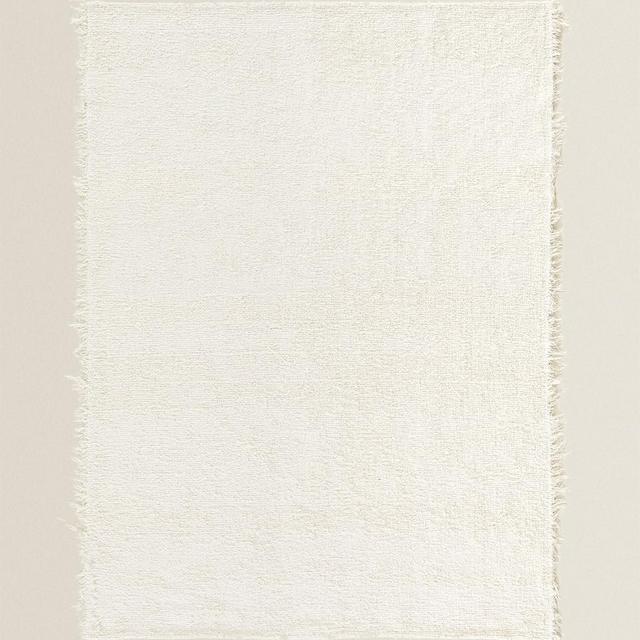 Plain Beige Textured Rug