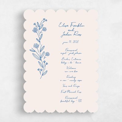 Beige Scalloped Wedding Program - Larian