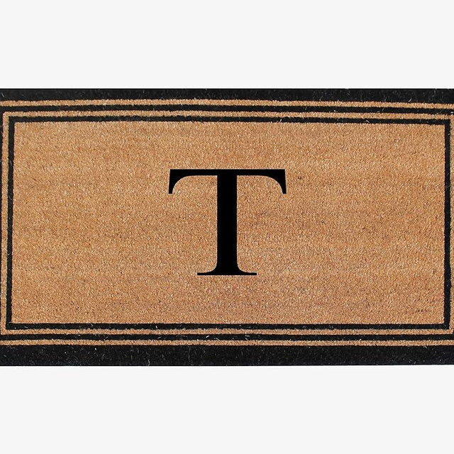 A1HC Natural Coir Monogrammed Door Mat For Front Door, Anti-Shed Treated Durable Doormat for Entrance, Heavy Duty, Easy to Clean, Long Lasting, Front Porch Entry Doormat