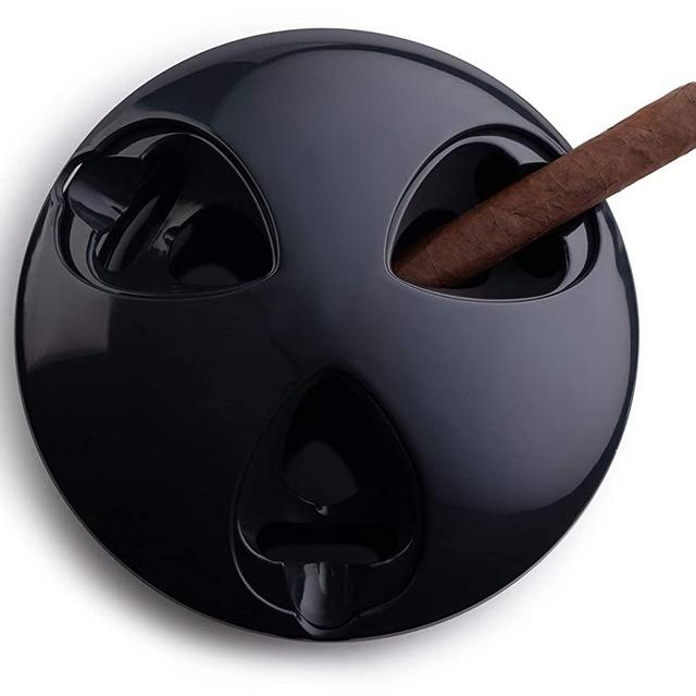 ASH-Stay Sealing Wind & Odor Resistant Indoor/Outdoor Cigar Ashtray - ASHSTAY: Seals in Odors and Ash - Perfect for The Patio or Boat or Indoors Too (Gun Metal)