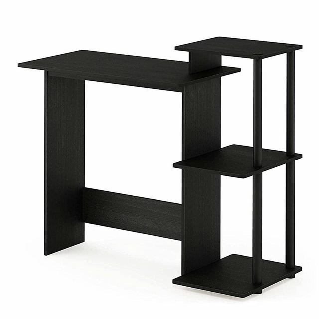 Furinno Efficient Home Laptop Notebook Computer Desk with Square Shelves, Americano/Black