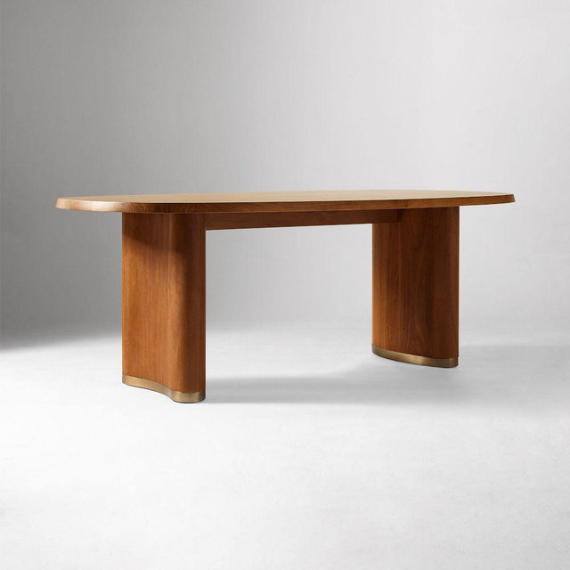 Aubin 82" Dining Table, Cool Walnut, Oil Rubbed Bronze
