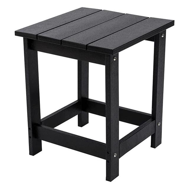 LZRS Adirondack Square Outdoor Side Table, Poly Lumber End Tables for Patio, Backyard,Pool, Indoor Outdoor Companion, Easy Maintenance & Weather Resistant,Black
